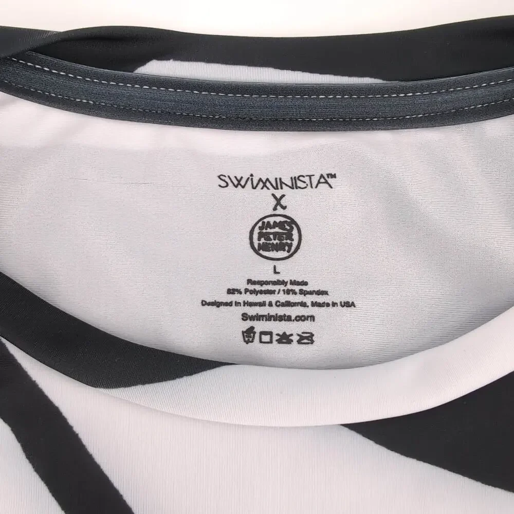 Swiminista x James Peter Henry Good Vibes Rashguard La Peer Black & White L NWT